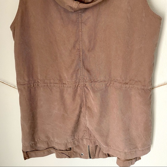 BB Dakota Hidden Zipper Hooded Khaki Utility Vest - Picture 12 of 13